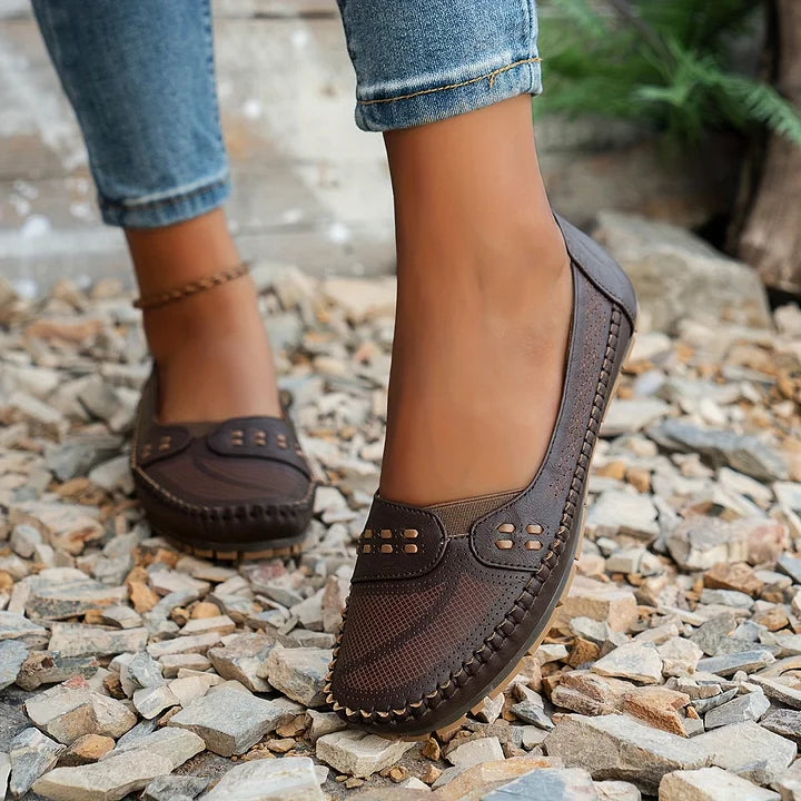 Aria | Women's Perforated Loafer Cream Slip On Comfort