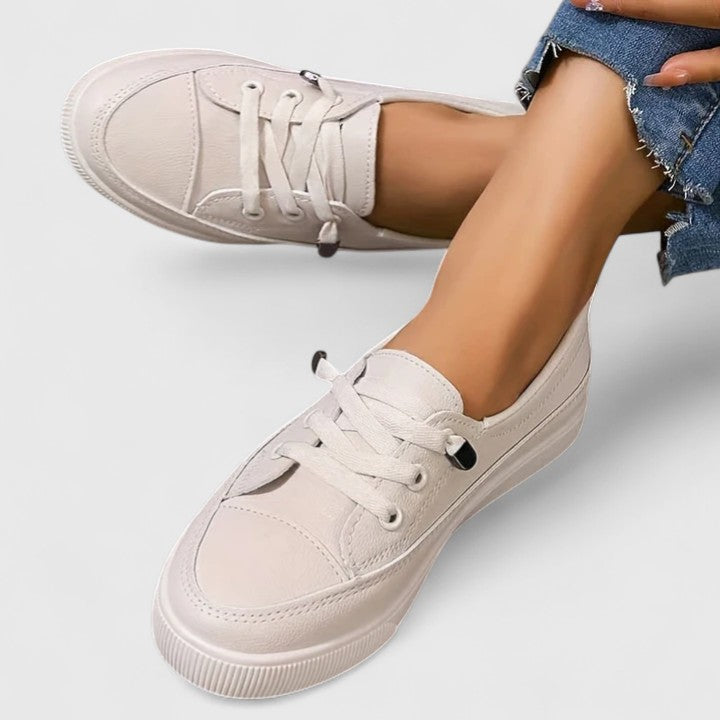 Ivy | Women's White Canvas Lace Up Sneaker Casual