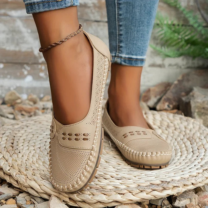 Aria | Women's Perforated Loafer Cream Slip On Comfort
