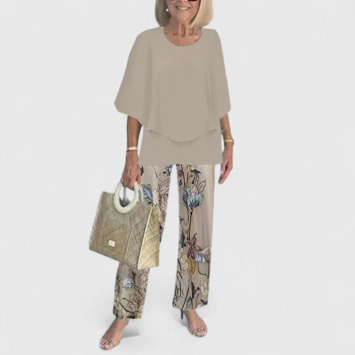 Stella | Women's Lounge Set Sage Green Floral Print Pants