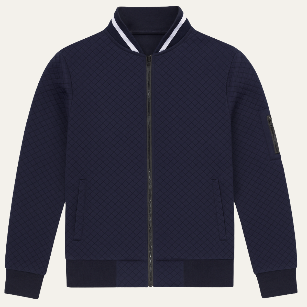 Axel | Men's Quilted Bomber Jacket Navy Zip Up