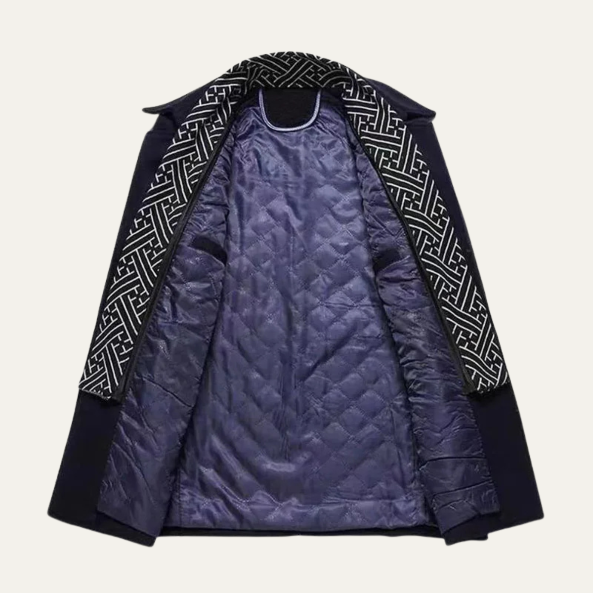 Voss | Men's Smart Double Breasted Wool Coat Black