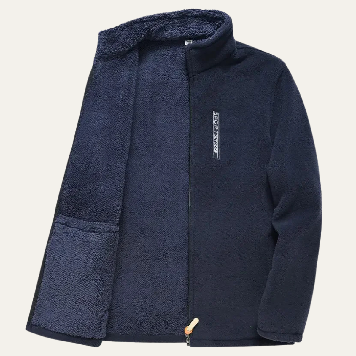 Axel | Men's Fleece Zip Up Jacket Dark Gray Sherpa Lined