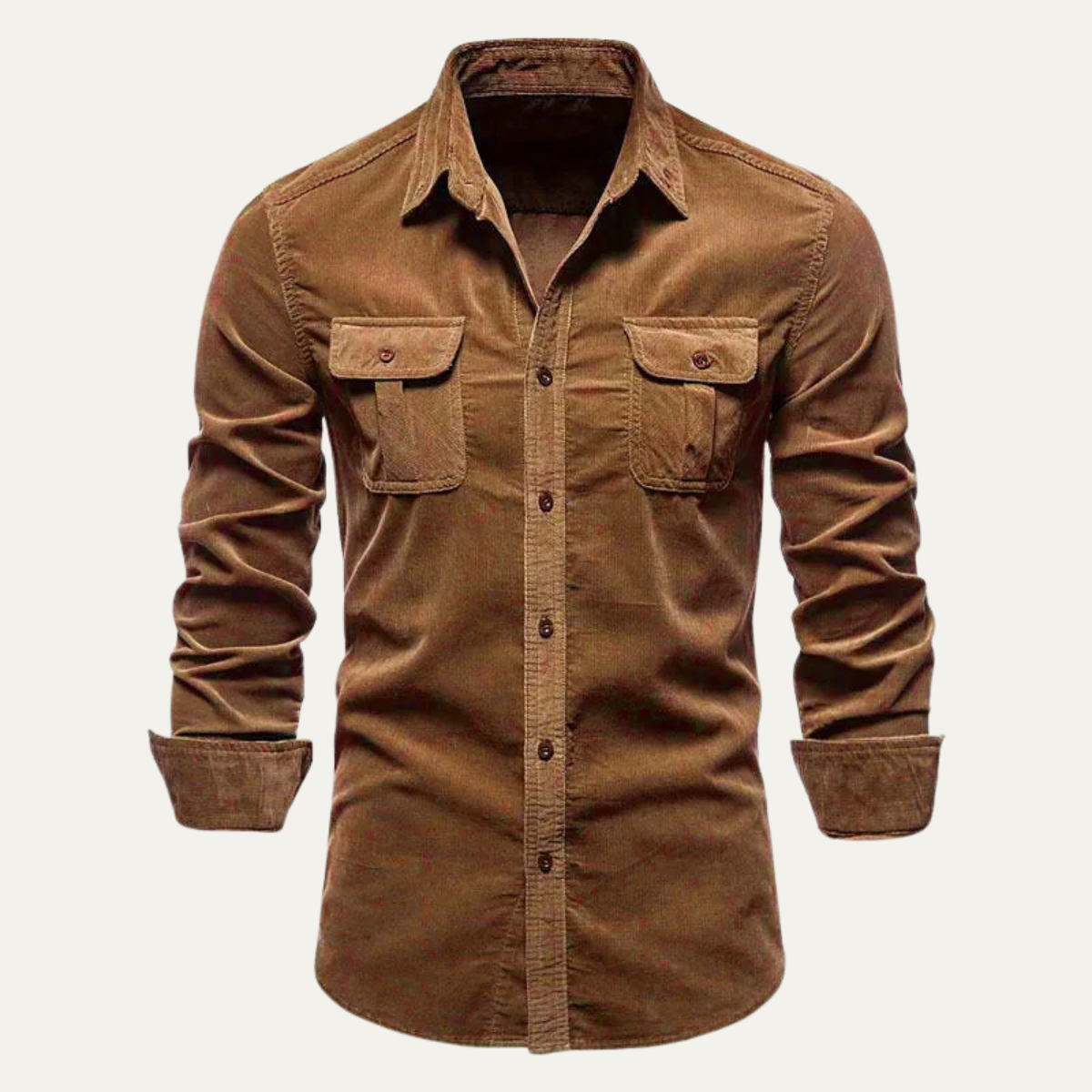 Axel | Men's Casual Corduroy Shirt Brown Long Sleeve