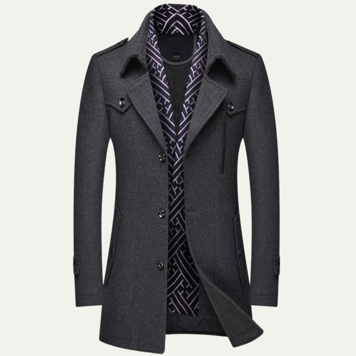 Voss | Men's Smart Double Breasted Wool Coat Black