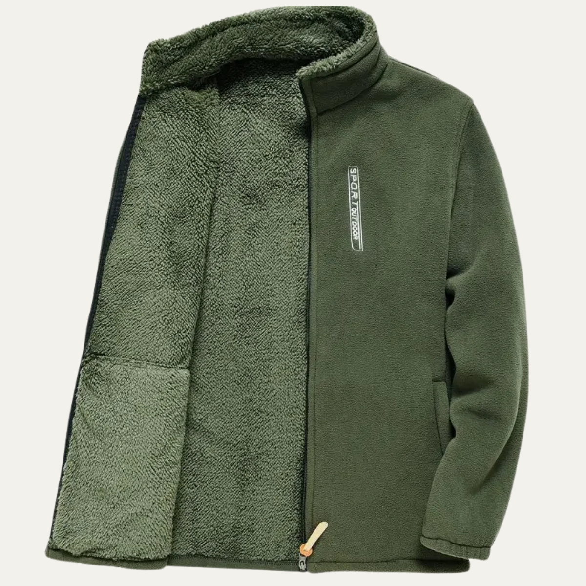 Axel | Men's Fleece Zip Up Jacket Dark Gray Sherpa Lined