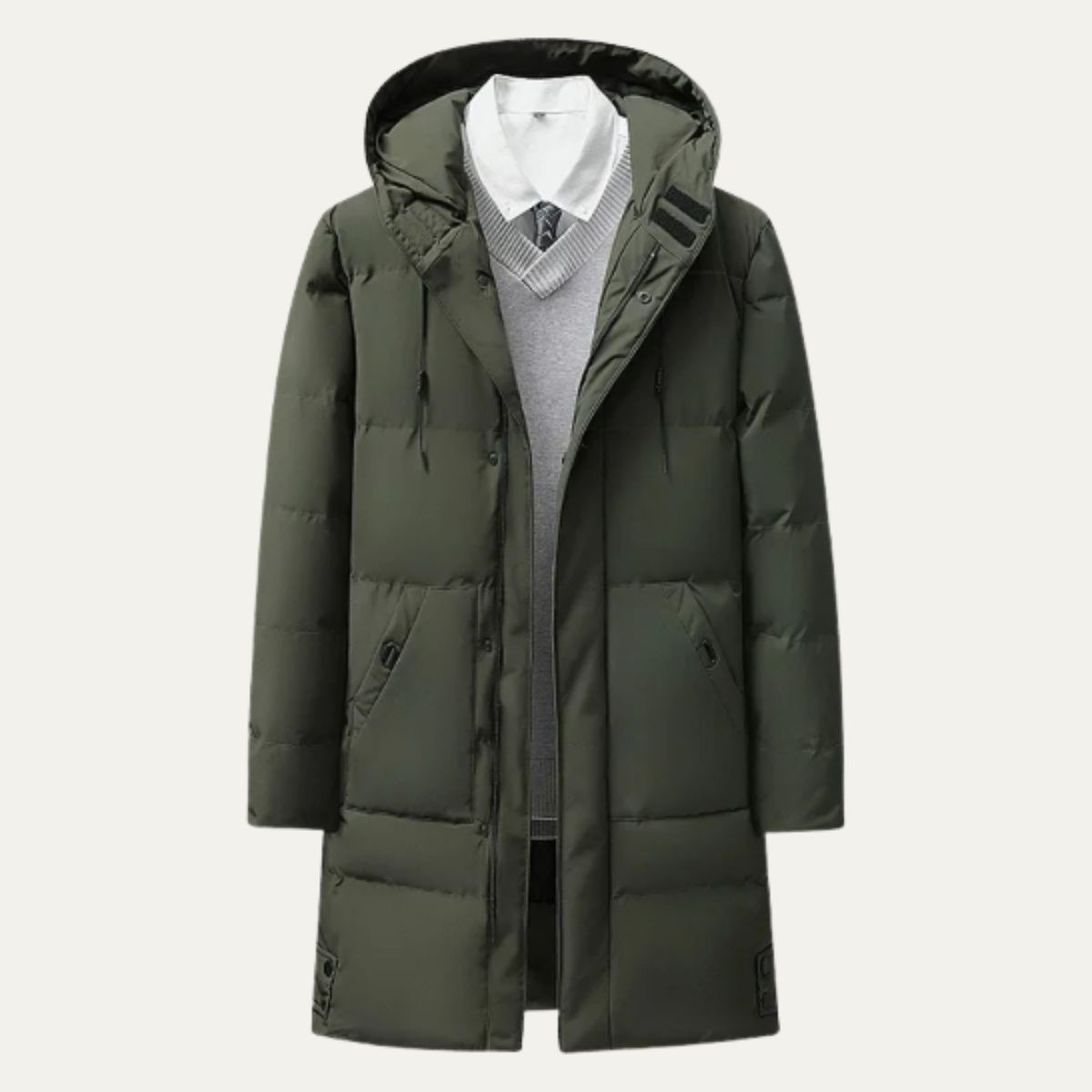 Hugo | Men's Puffer Jacket Black Long Hooded Quilted