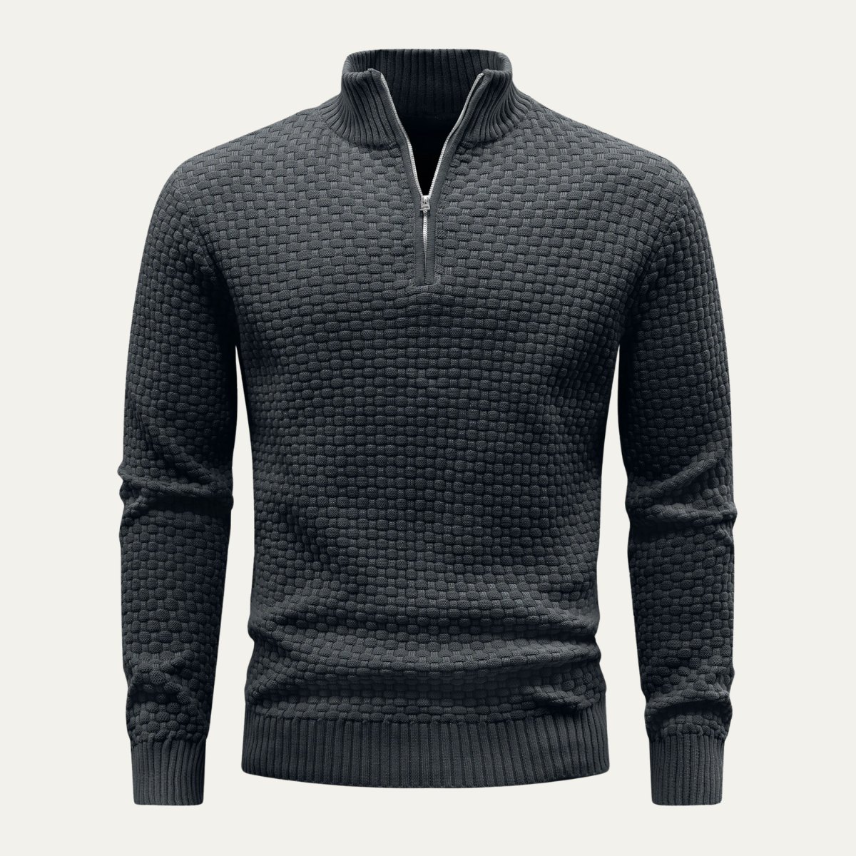 Axel | Men's Textured Quarter Zip Sweater Camel