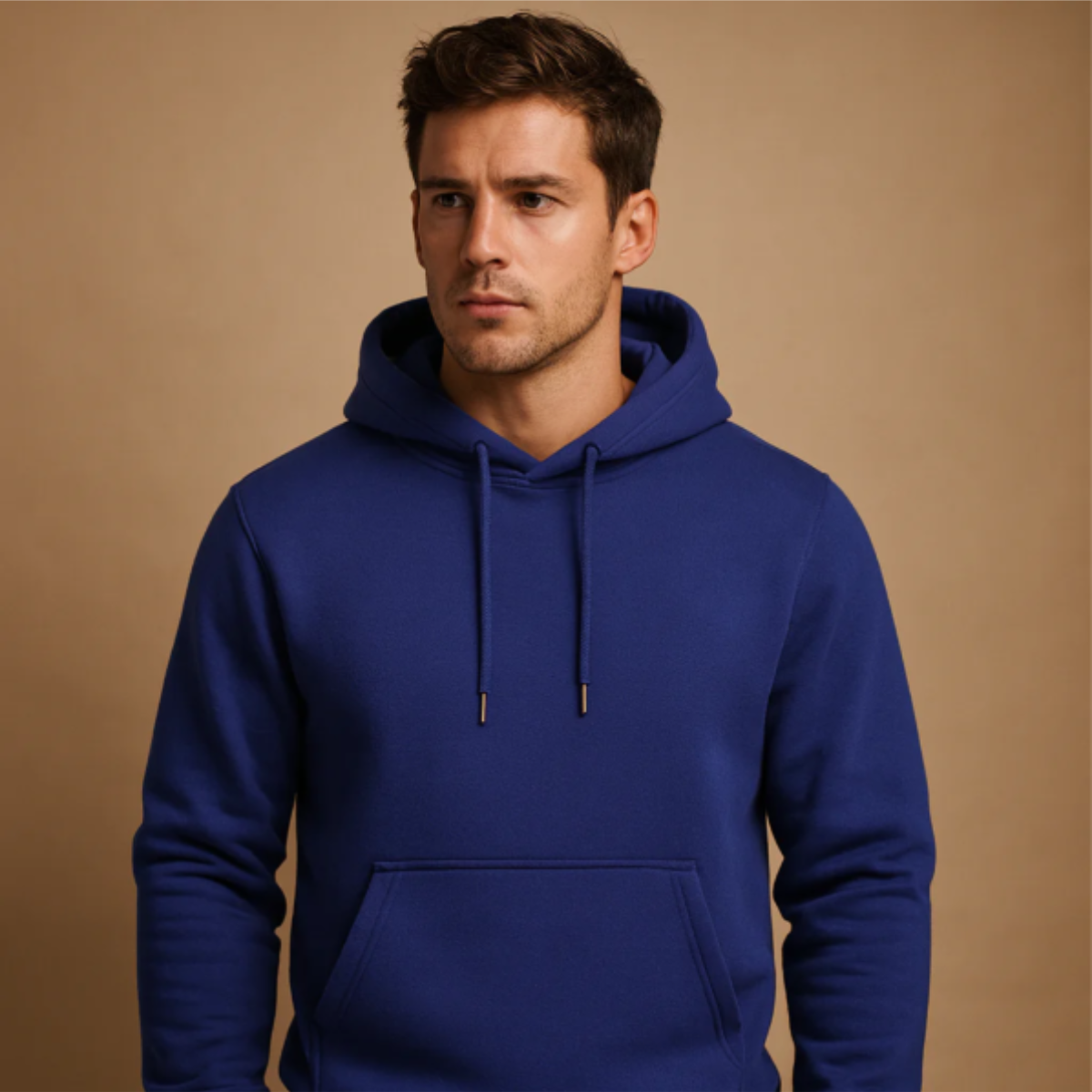 Bram | Men's Hoodie Gray Cream Pullover Drawstring Pocket