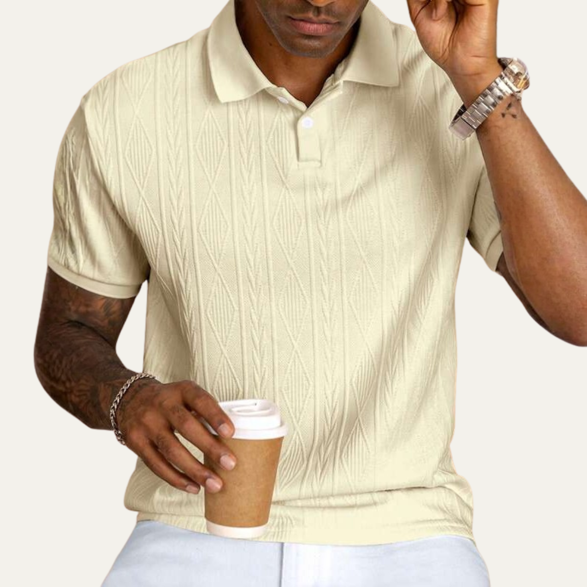 Sage | Men's Textured Polo Shirt Black