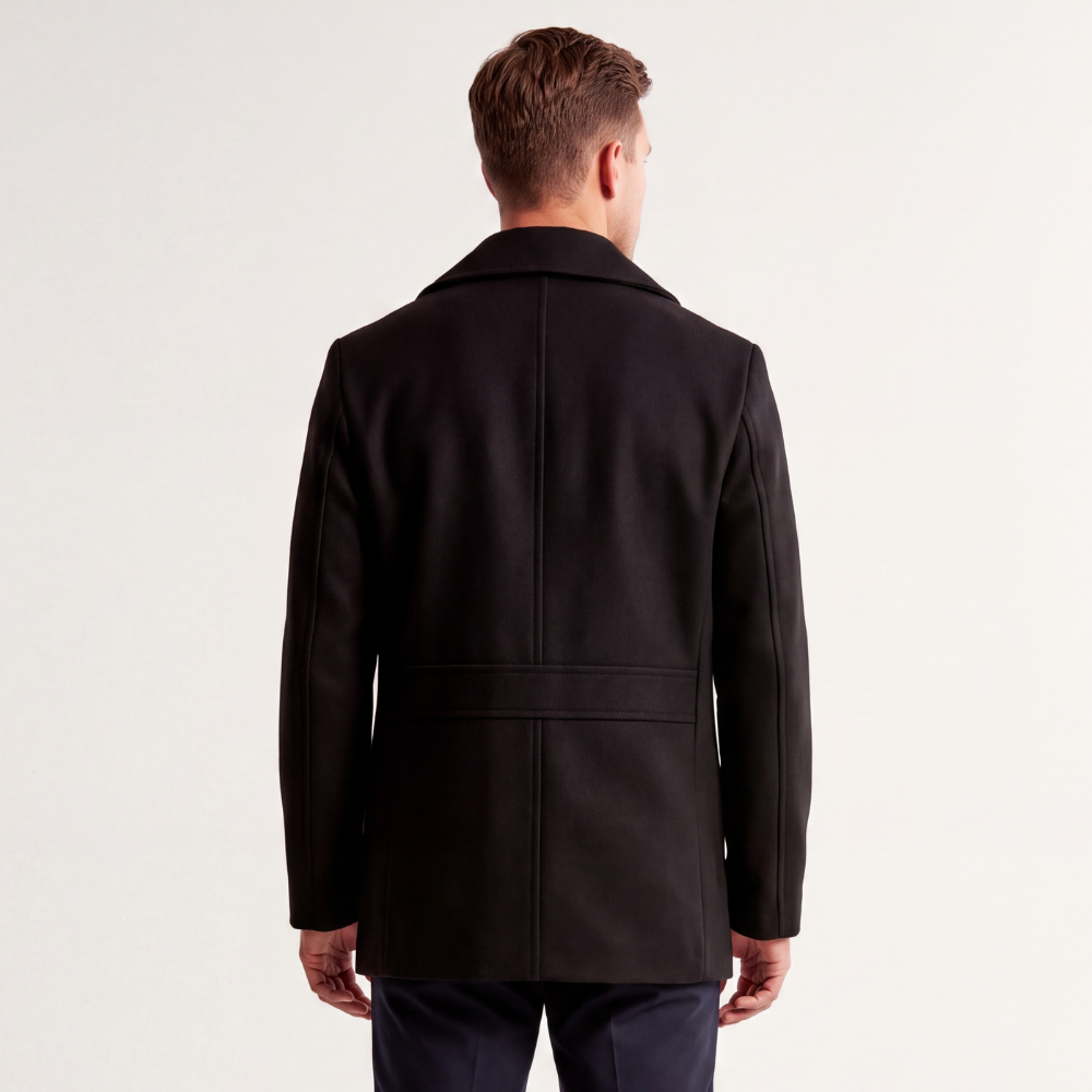 Rhys | Men's Double Breasted Wool Pea Coat Navy