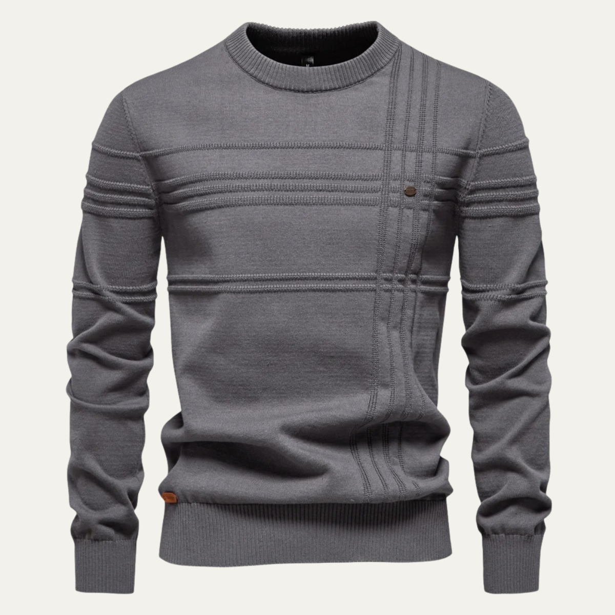 Leo | Men's Crew Neck Sweater Cream Cable Knit Pattern