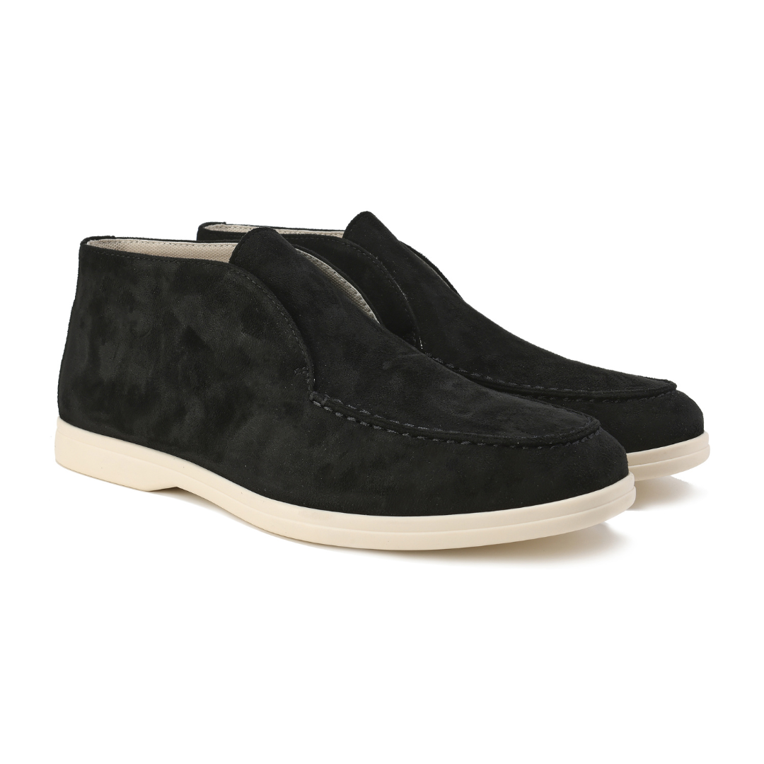 Luca | Men's Suede Slip On Loafer Boot Navy Cream Sole