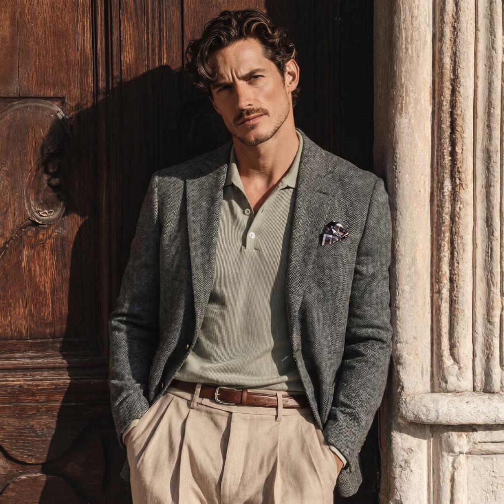 Bram | Men's Herringbone Wool Blazer Tweed Single Breasted