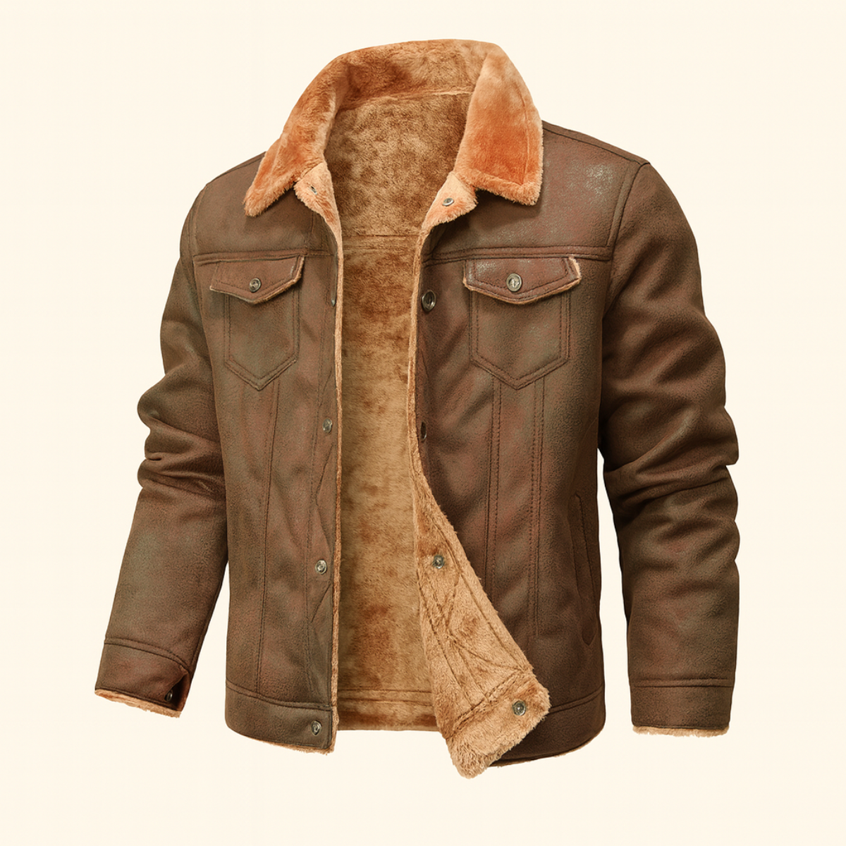 Wyatt | Men's Sherpa Lined Trucker Jacket Camel