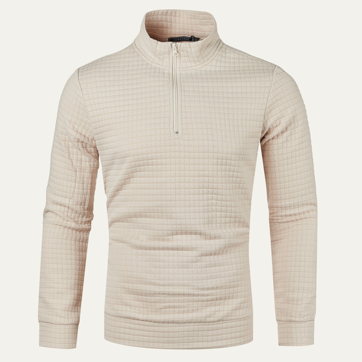 Wyatt | Men's Quarter Zip Sweater White Quilted Long Sleeve