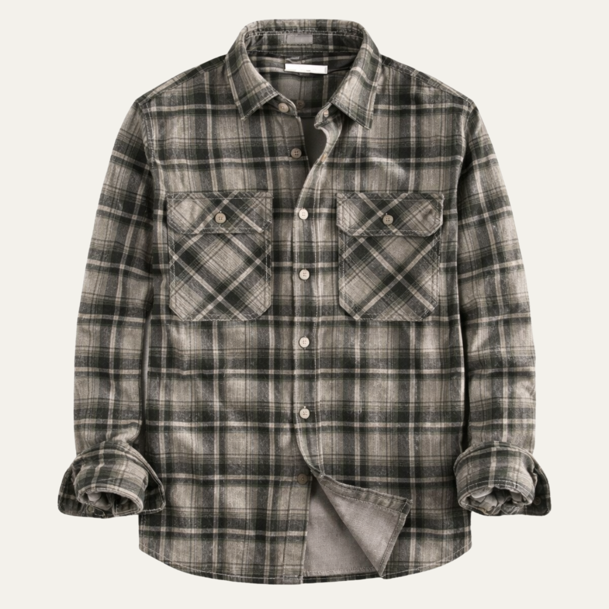 Everett | Men's Casual Plaid Flannel Shirt Gray White Black