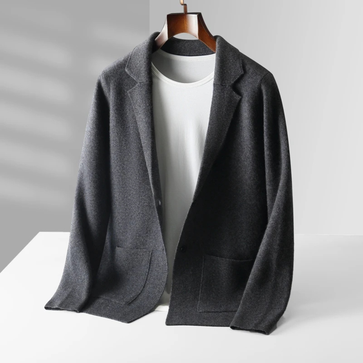 Beau | Men's Casual Wool Cardigan Cream Button Front Pockets