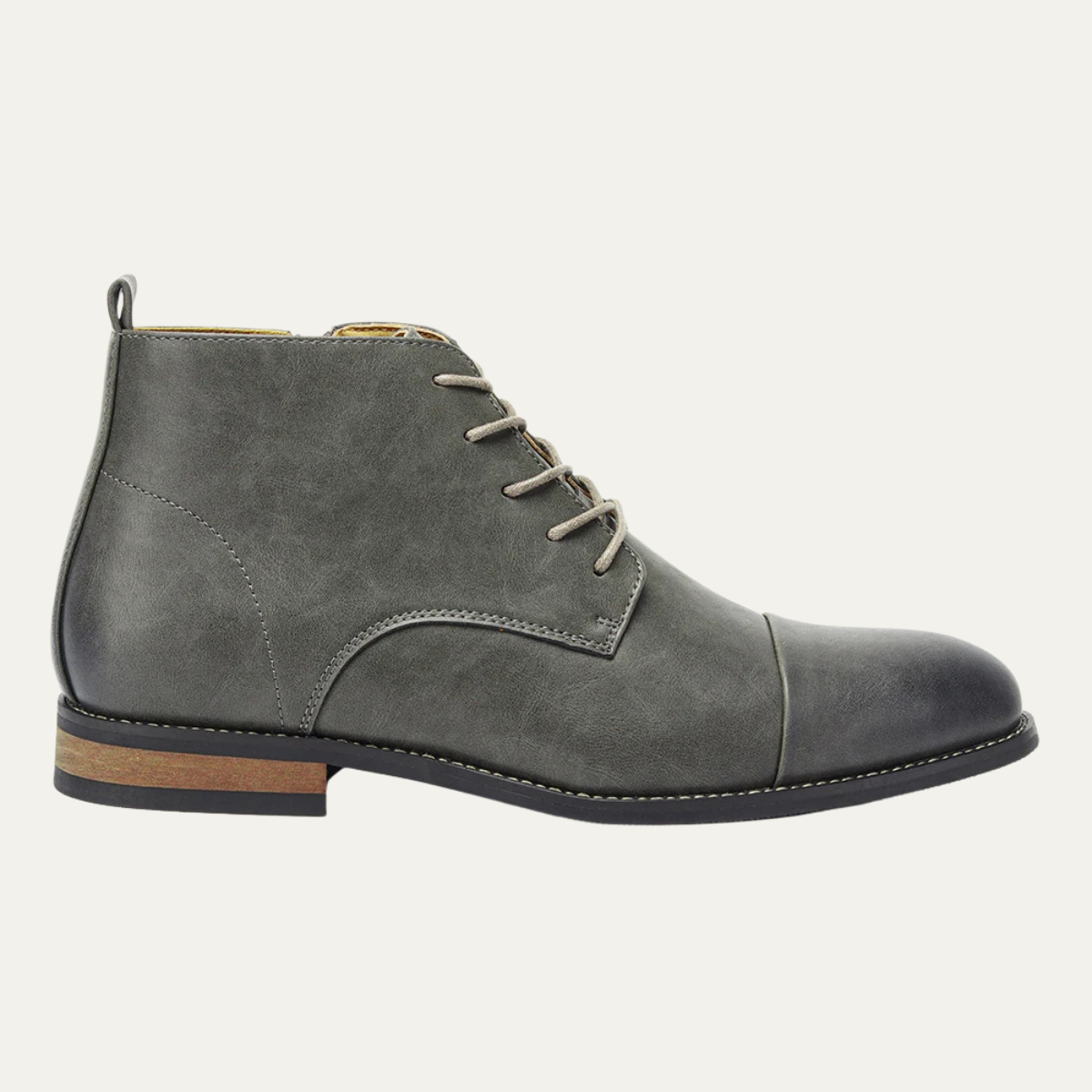 Jude | Men's Leather Ankle Boots Gray Lace Up