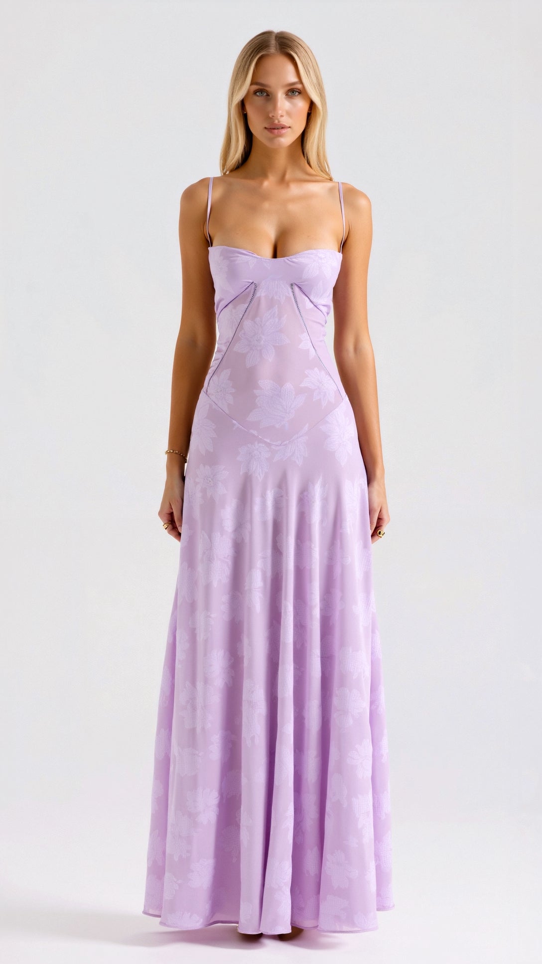 Stella | Women's White Maxi Dress Satin Slip Sweetheart Neckline