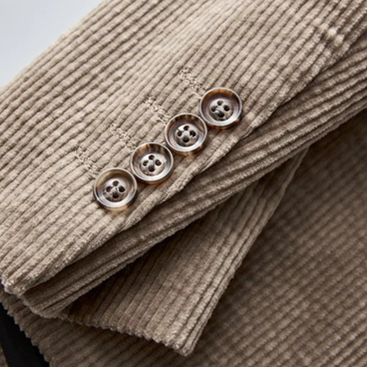 Beau | Men's Casual Corduroy Blazer Cream Single Breasted