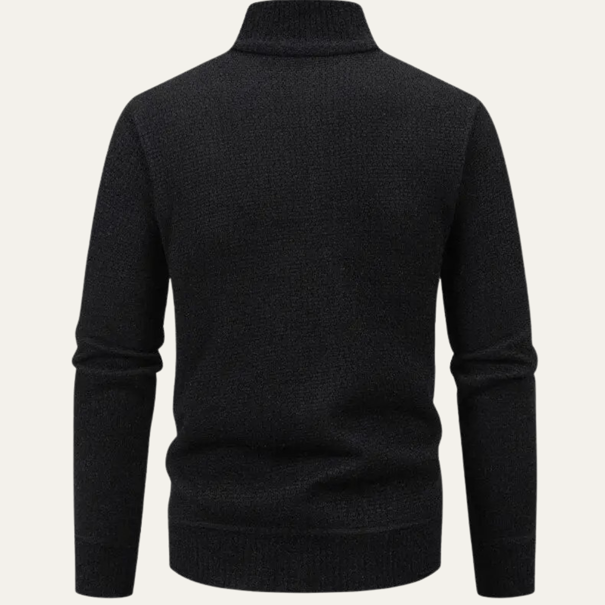 Ives | Men's Quarter Zip Cardigan Cream Knit Stand Collar