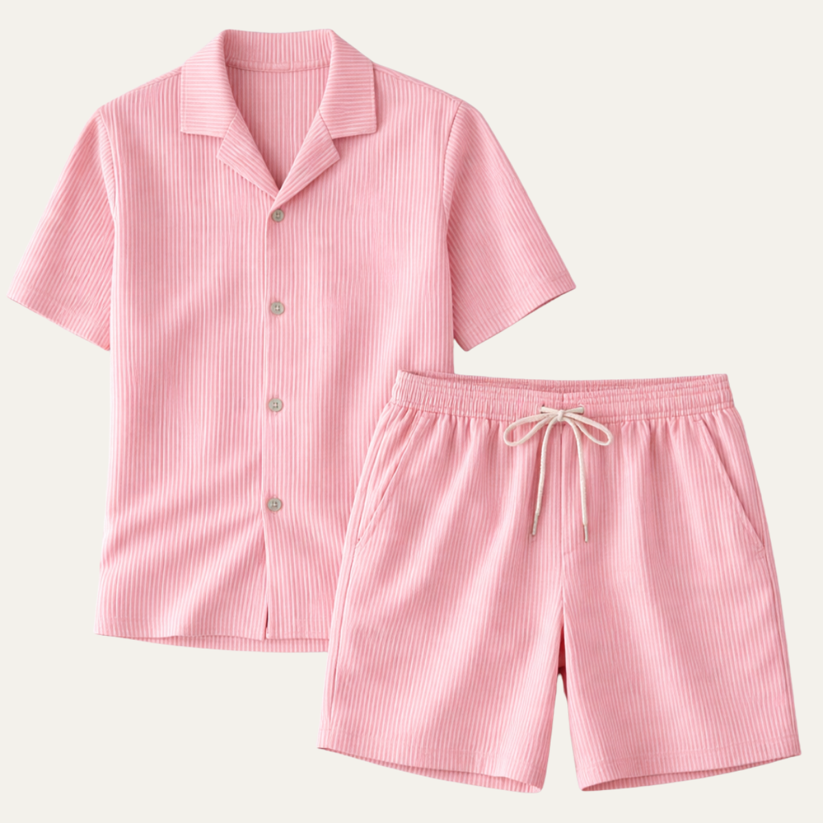 Rowan | Men's Ribbed Button Up Shirt Pink