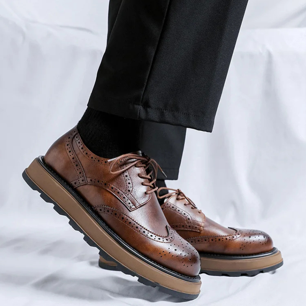 Oscar | Men's Wingtip Brogue Oxford Dress Shoe Black Leather