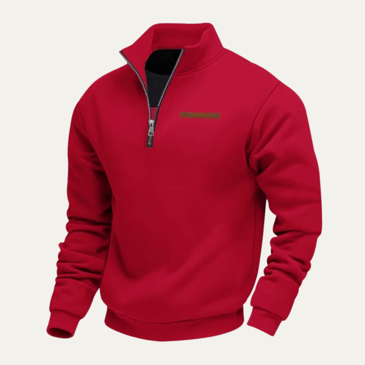 Beau | Men's Quarter Zip Sweatshirt Black Chest Pocket