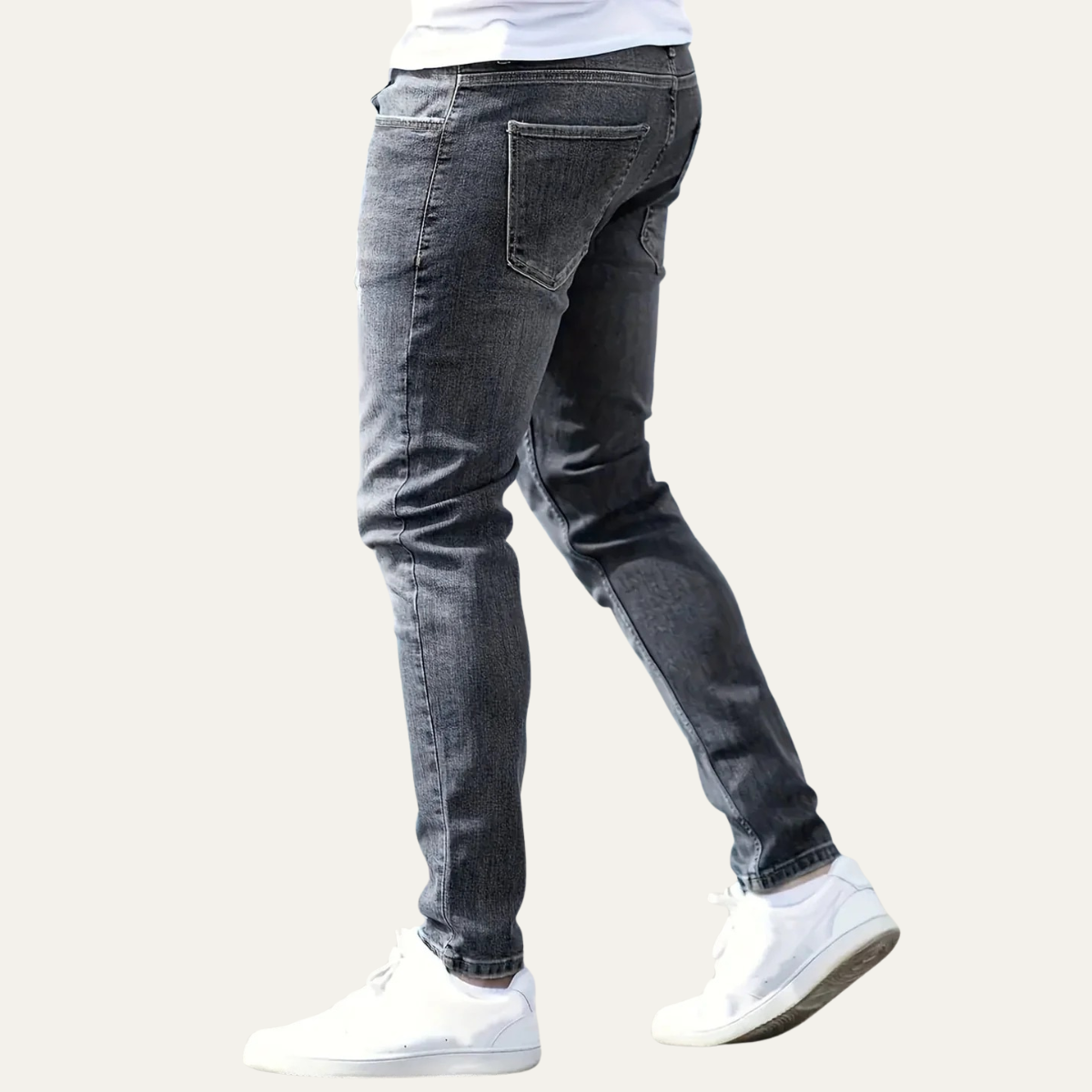 Beau | Men's Ripped Slim Fit Jeans Gray Stretch