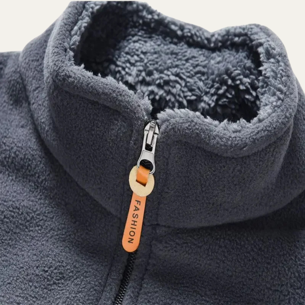Axel | Men's Fleece Zip Up Jacket Dark Gray Sherpa Lined