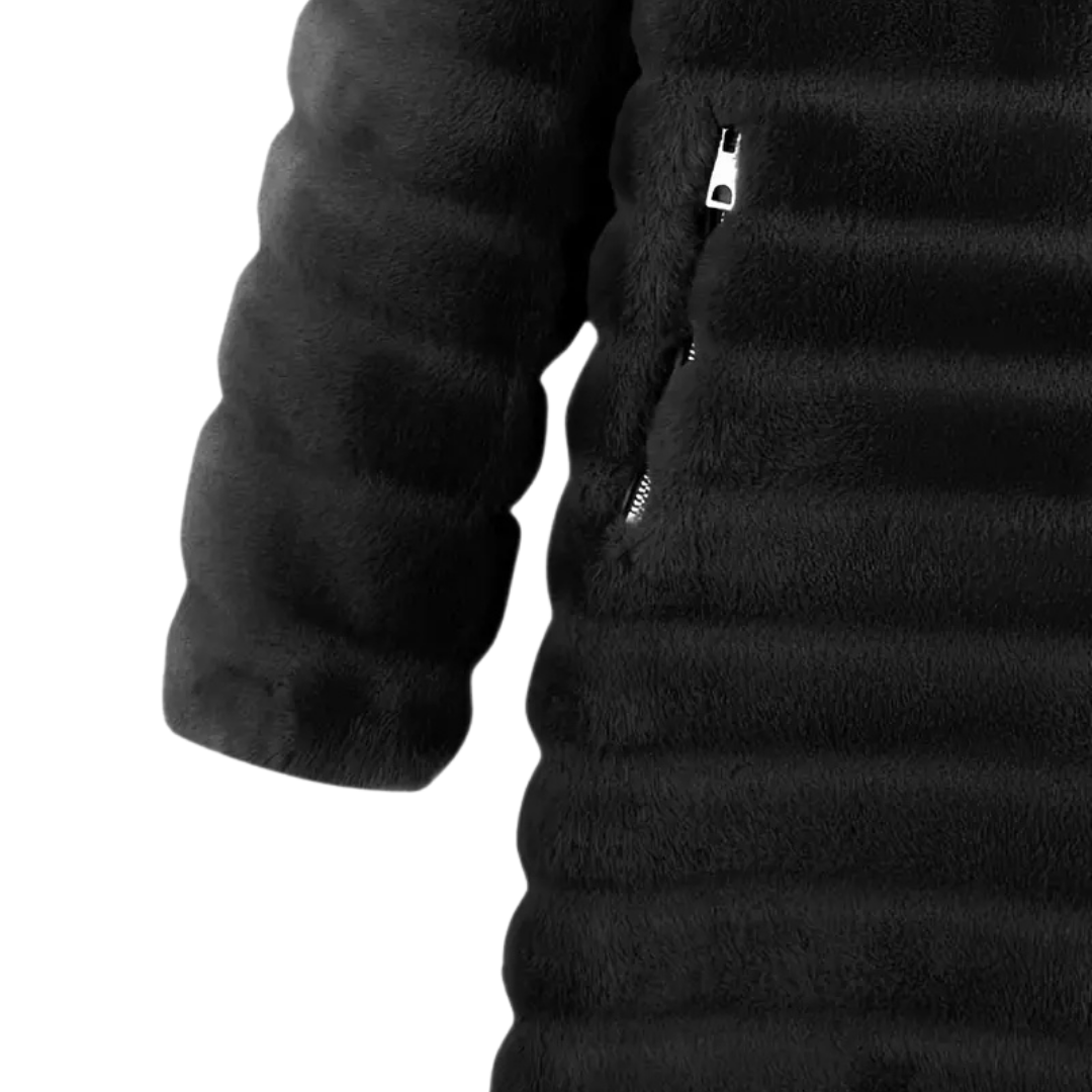 Vera | Women's Puffer Coat Black Faux Fur Hood