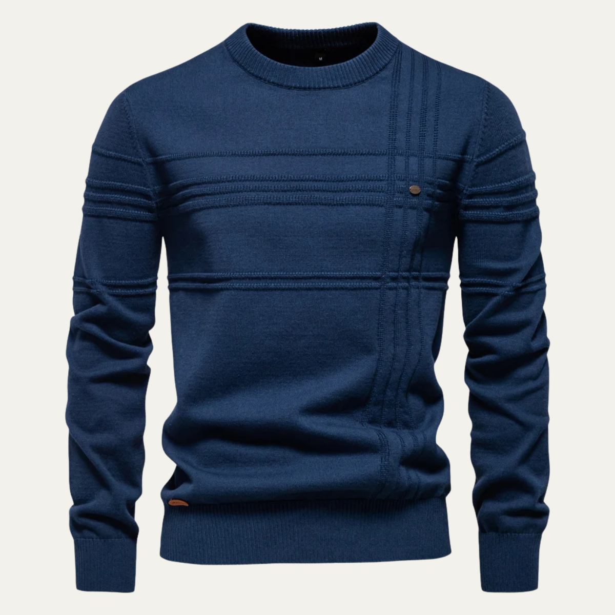 Bram | Men's Crew Neck Sweater Cream Cable Knit Long Sleeve