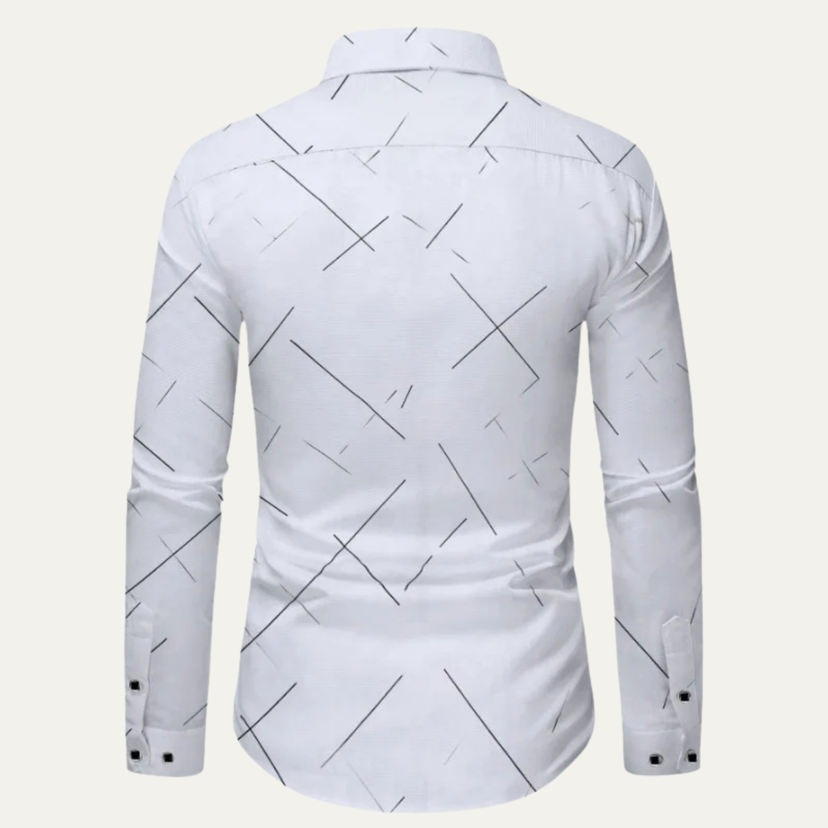 Axel | Men's Dress Shirt White Geometric Print Long Sleeve