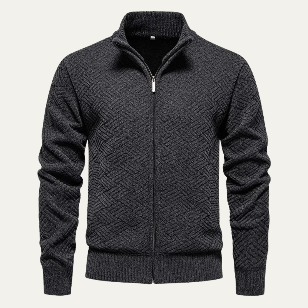 Kael | Men's Cardigan Gray Knitted Full Zip Warm Fleece