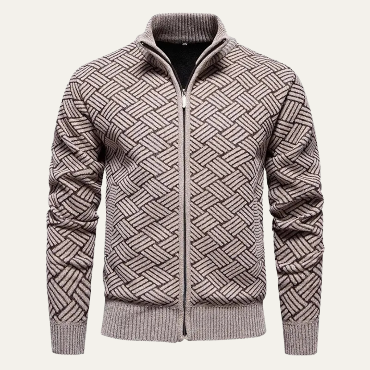 Kael | Men's Cardigan Gray Knitted Full Zip Warm Fleece