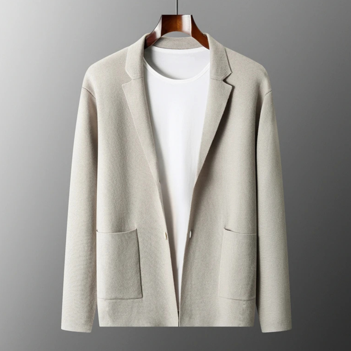 Beau | Men's Casual Wool Cardigan Cream Button Front Pockets