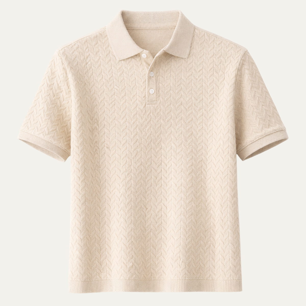 Beau | Men's Textured Polo Shirt Cream