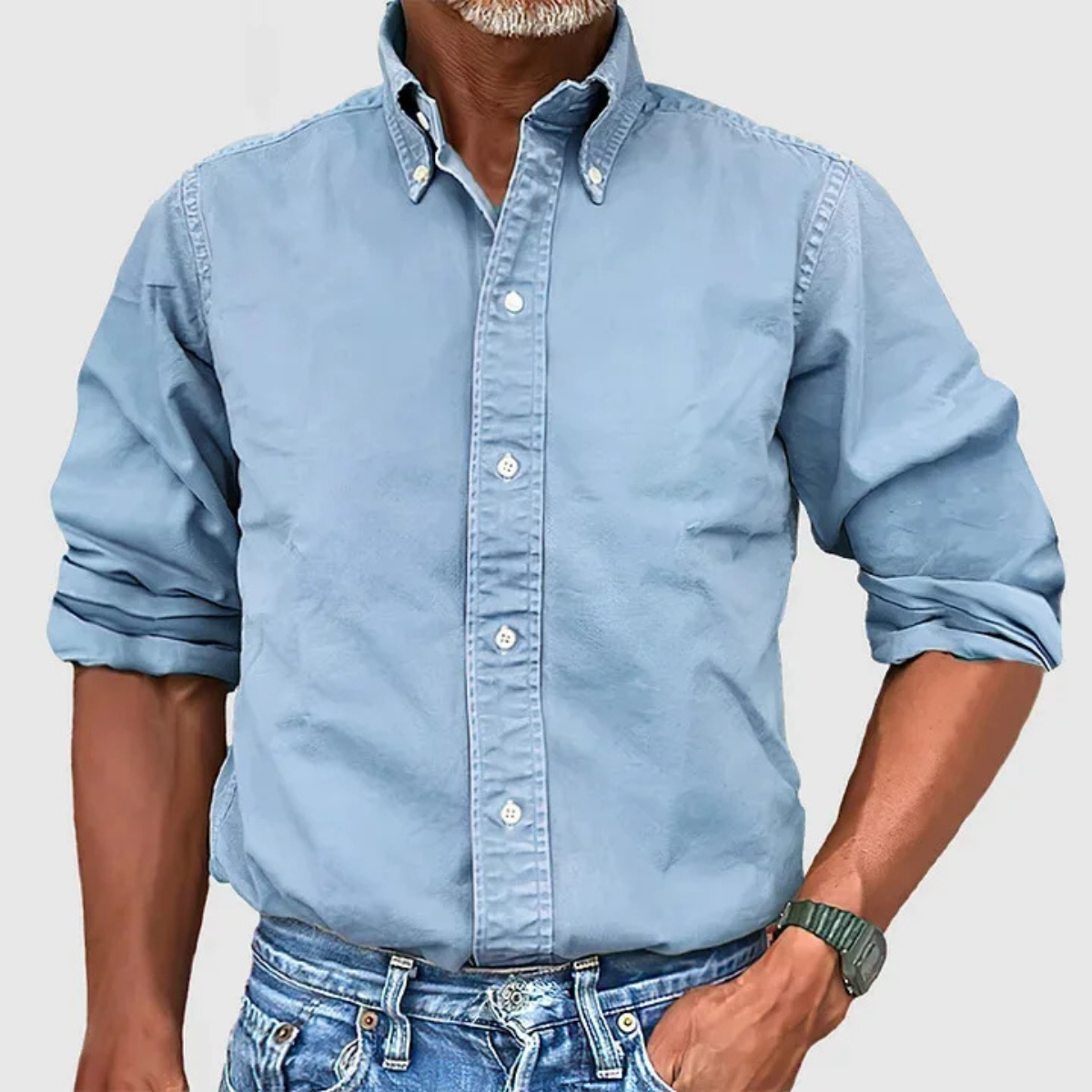 Axel | Men's Button Up Shirt Black Long Sleeve Cotton