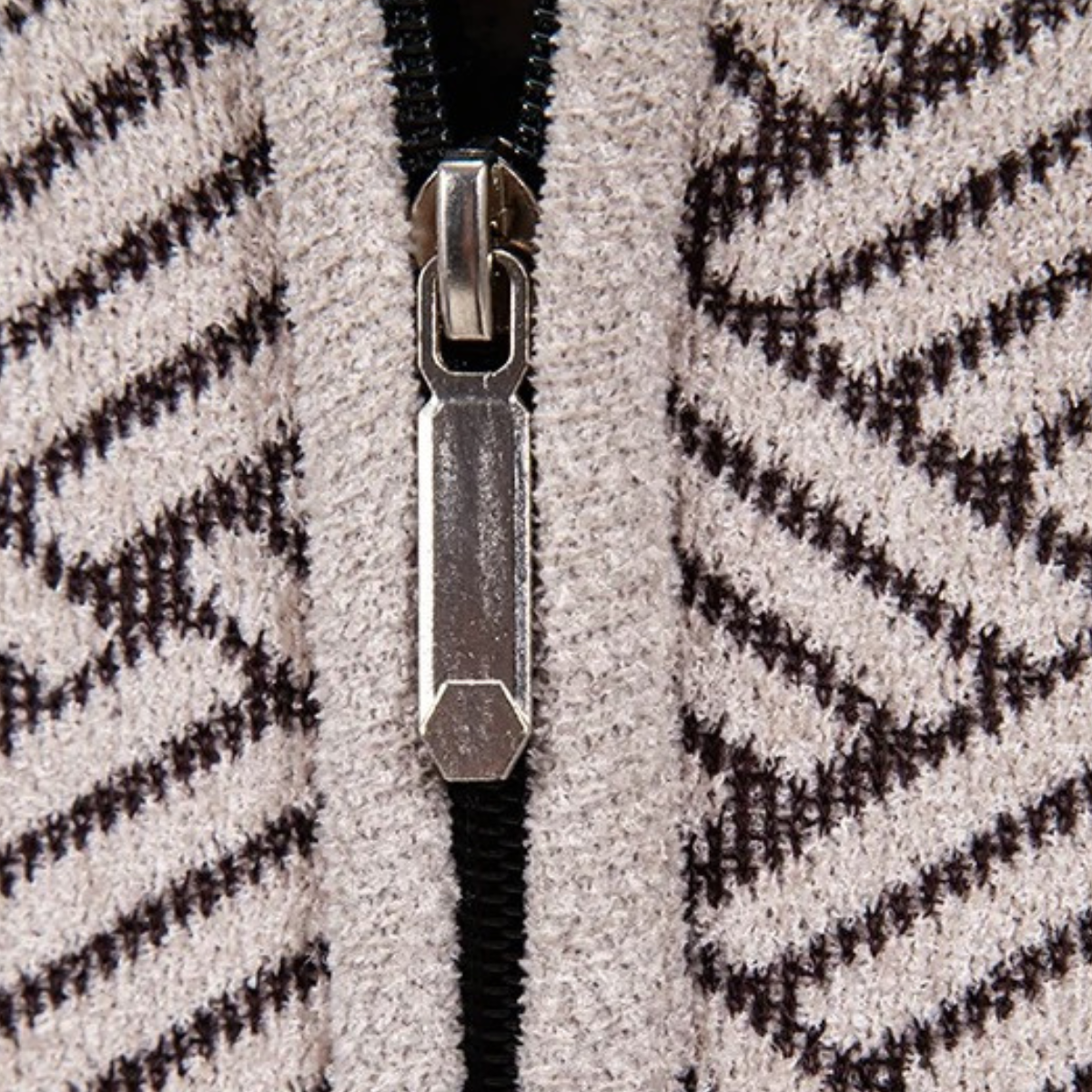 Sage | Men's Diamond Pattern Cardigan Black Zip Up