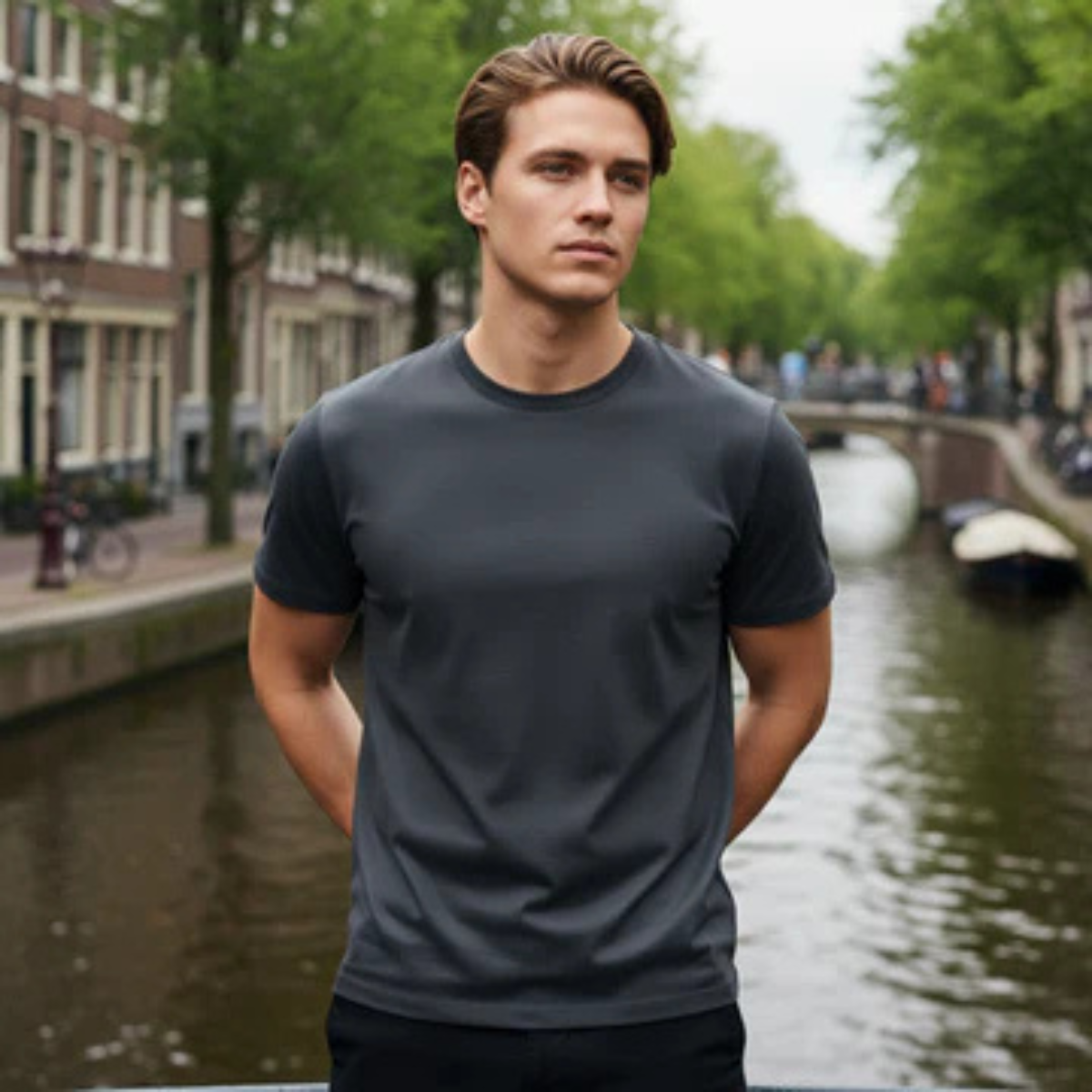 Axel | Men's Casual Crew Neck T Shirt Black