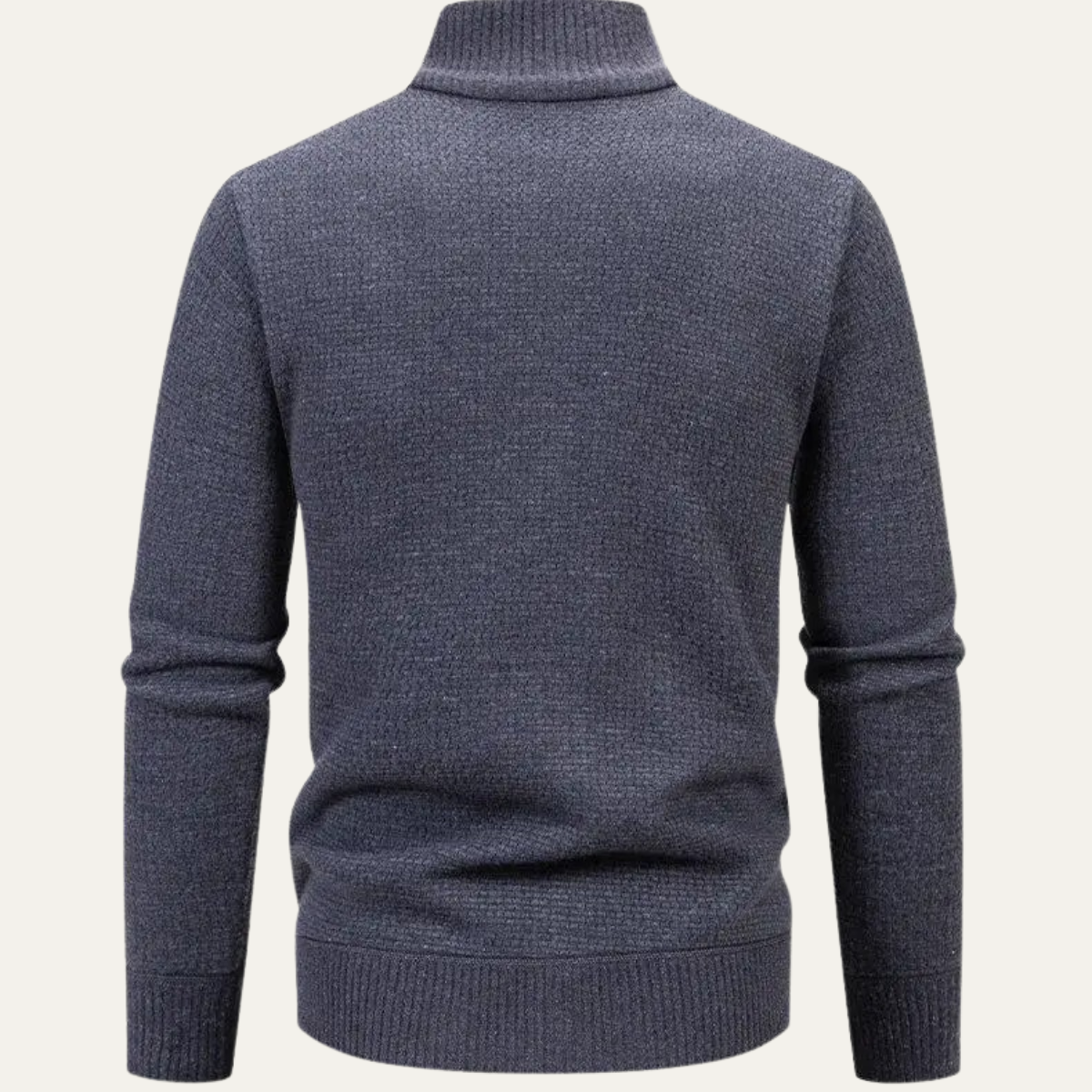 Ives | Men's Quarter Zip Cardigan Cream Knit Stand Collar