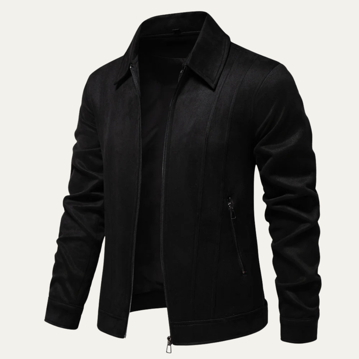 Brach | Men's Casual Suede Leather Jacket Camel Zip Up