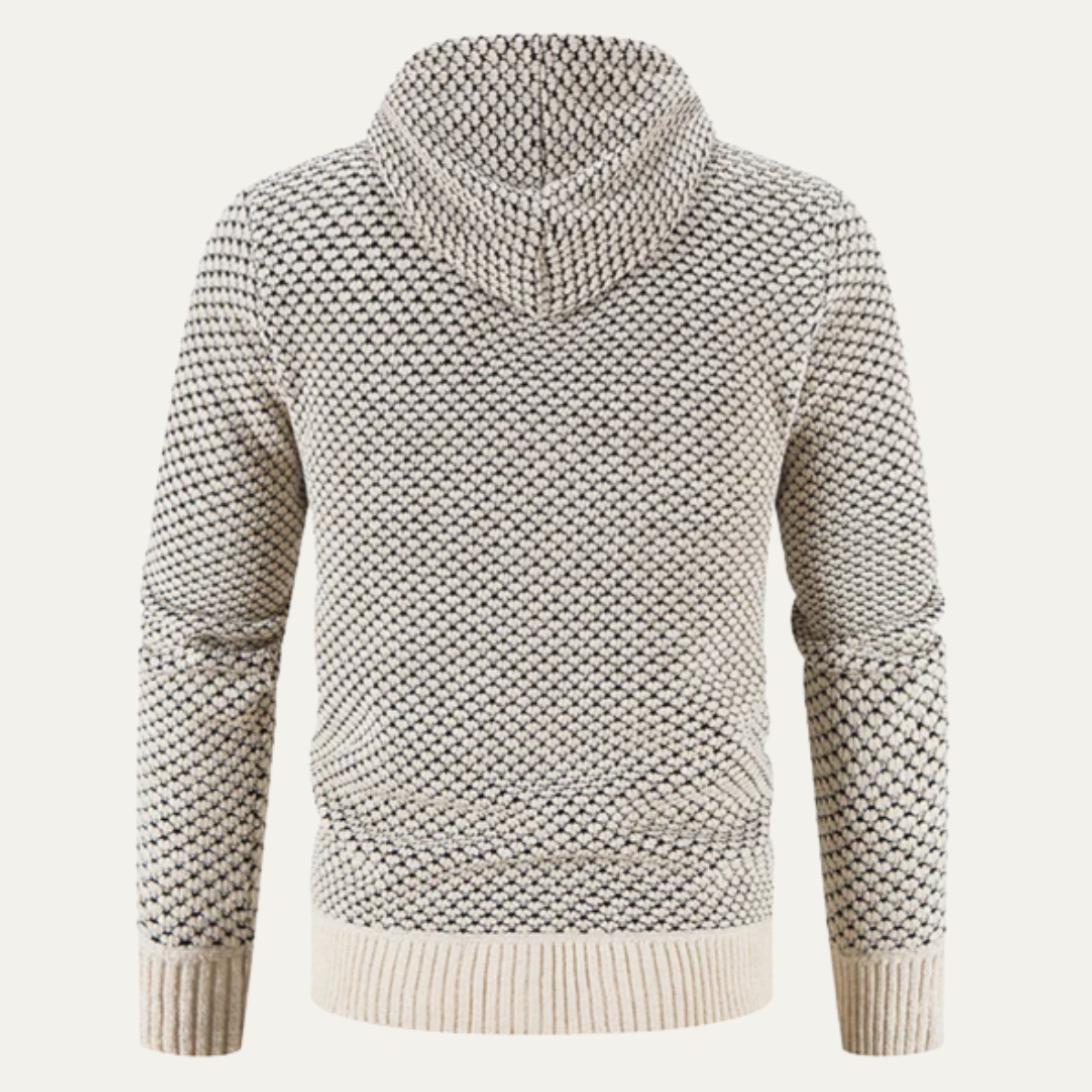 Axel | Men's Textured Zip Up Hoodie Sweater Cream Fleece Lined