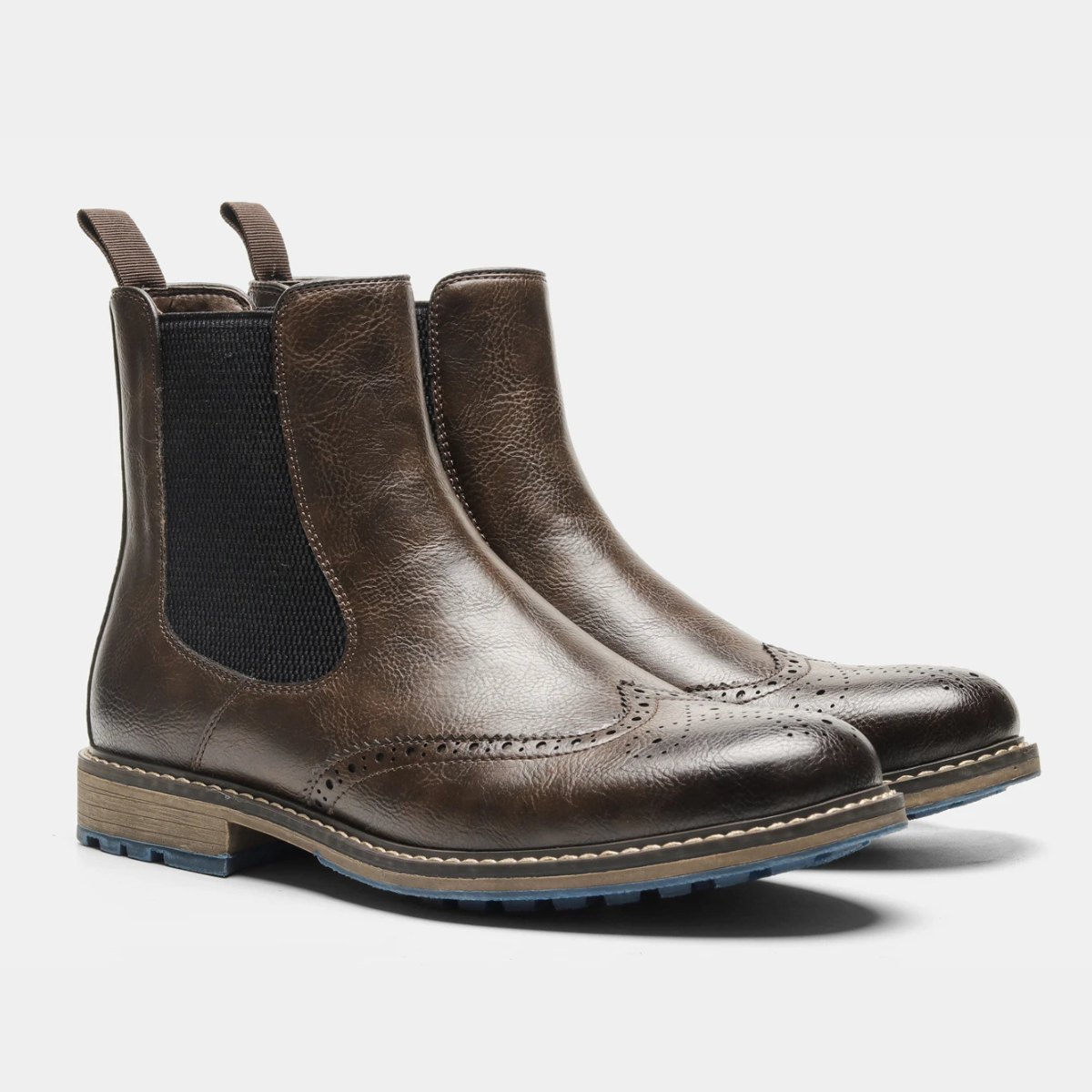 Jasper | Men's Brogue Chelsea Boots Brown Leather