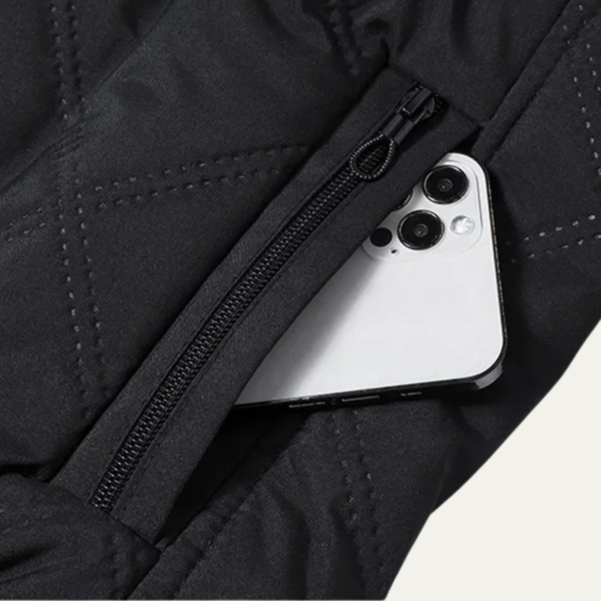 Ezra | Men's Quilted Puffer Jacket Black Sherpa Lining