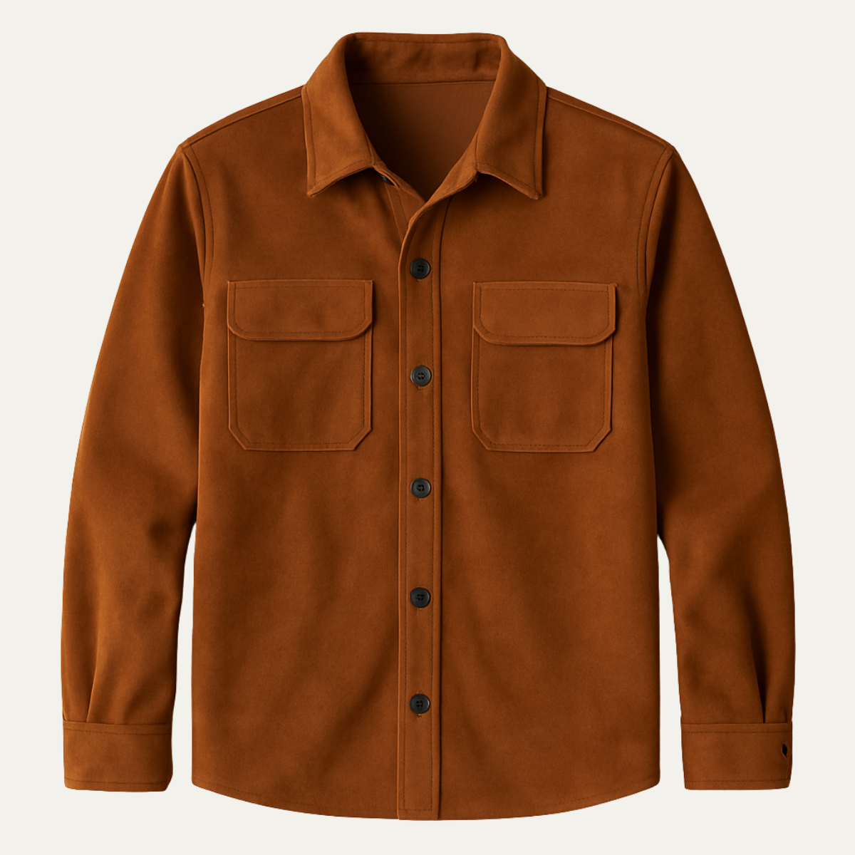 Marco | Men's Casual Suede Overshirt Brown Chest Pocket