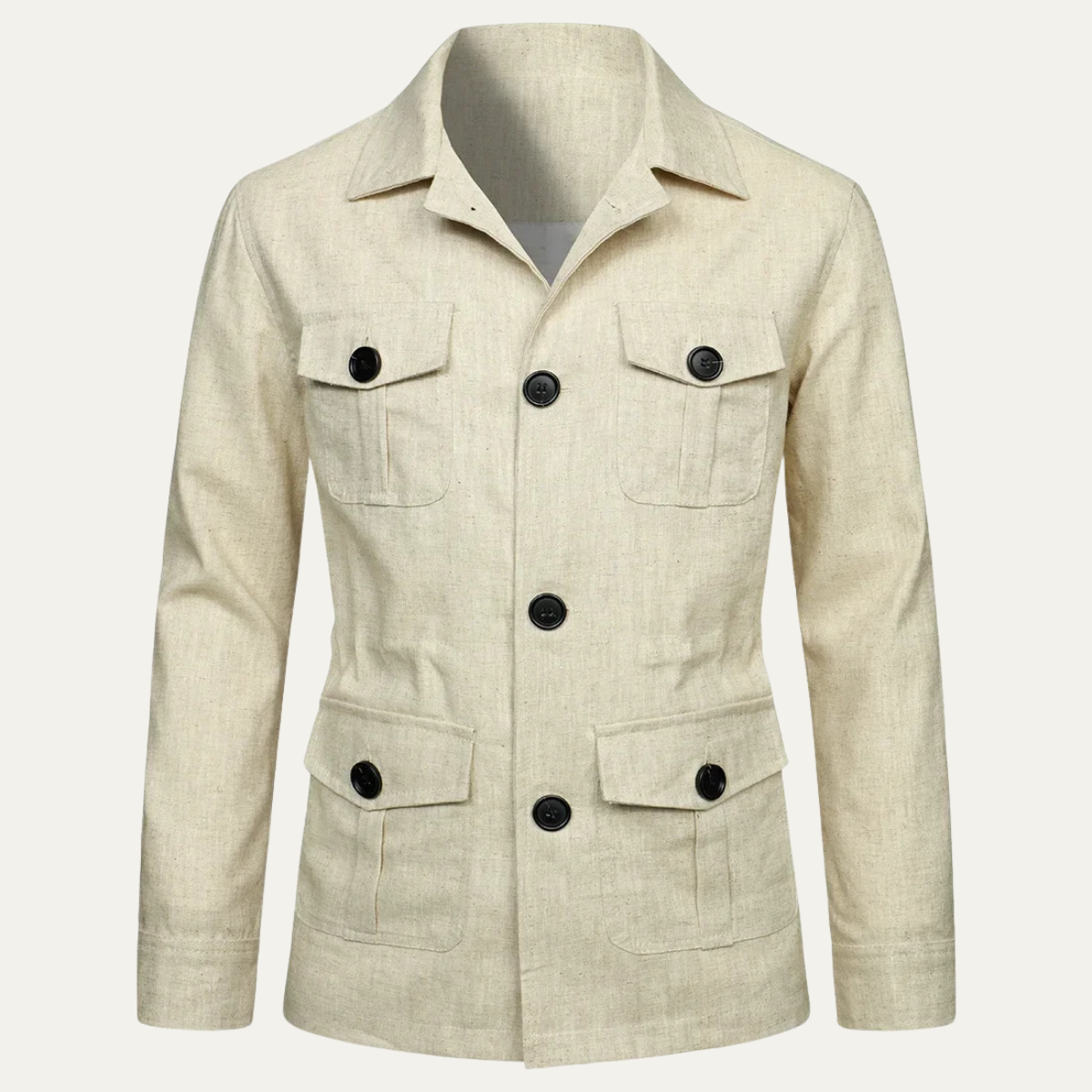 Callum | Men's Casual Utility Jacket Cream Multi Pocket