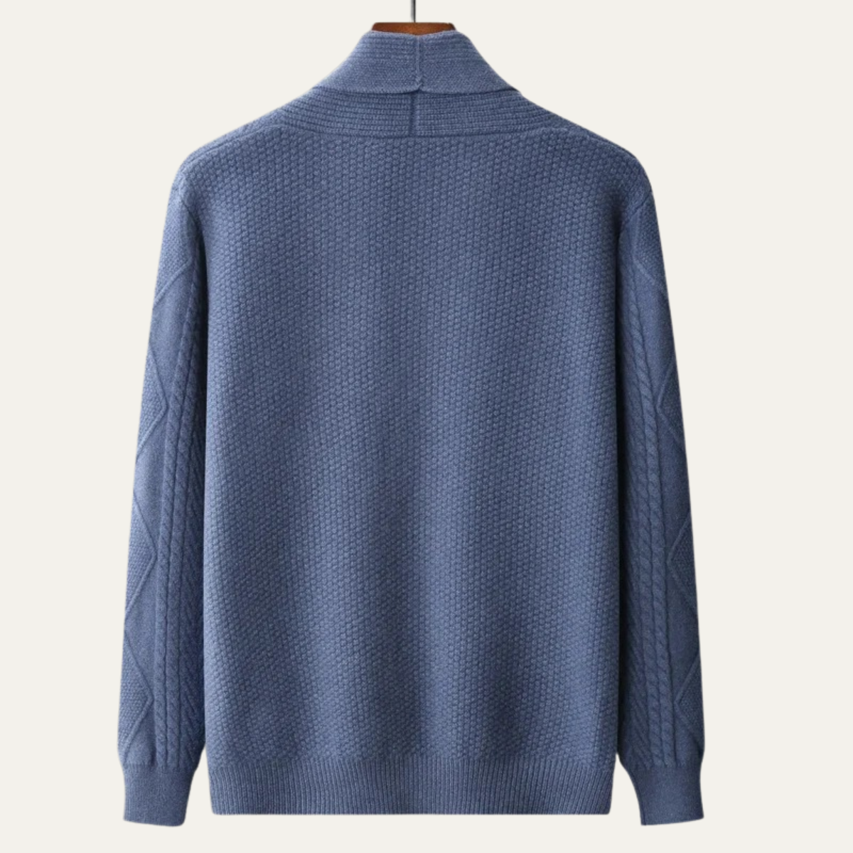 Bram | Men's Cable Knit Cardigan Navy Blue Shawl Collar