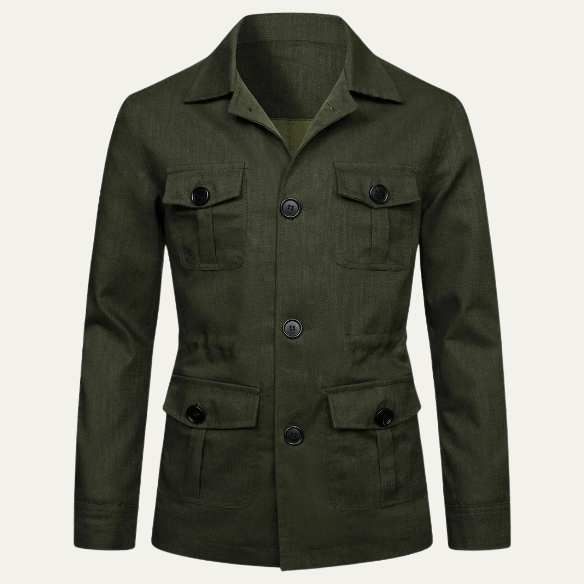 Callum | Men's Casual Utility Jacket Cream Multi Pocket